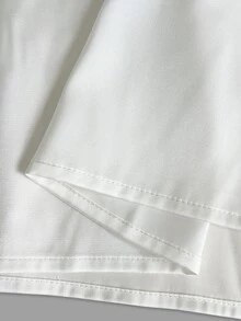 SHEIN Women's Regular Long Sleeve Turn Collar Casual Loose Satin Elegant Blouse, White, Holiday, Women's Office Blouse, Elegant - White - View 8