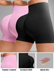 Velisys Velisys 2件組女款素色無縫休閒日常運動短褲 - 彩色 - 查看 3