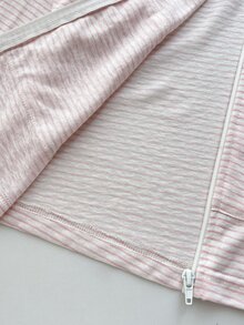 Elamini Women's Pink Striped Long‑Sleeve Hooded Lightweight Jacket With Bow Print, Autumn School Outwear, Preppy & Vacation Style For Daily Outings - Pink - View 4