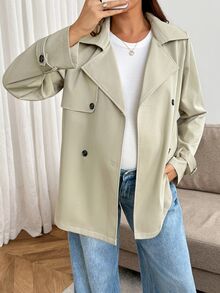 SHEIN Maternity Solid Color Casual Versatile Daily Long Sleeve Jacket Fall - Apricot - View 7