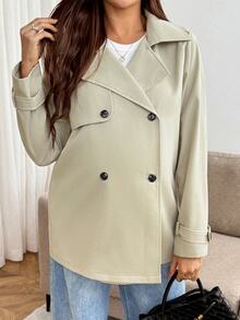 SHEIN Maternity Solid Color Casual Versatile Daily Long Sleeve Jacket Fall - Apricot - View 4