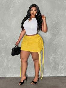 Slaydiva Yellow Sommar Kawaii Night Women's Bohemian Ibiza Skirt Set, Resort Wear Music Festival Outfits,Western Nomadic Style Beach Sunbath Cruise Travel Fall - Yellow - View 3