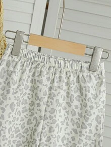 SHEIN 少女襯衫套裝 Y2K 街頭風 長袖上衣 新款秋季款 假日穿搭 豹紋淺灰色襯衫套裝 - 淺灰色 - 查看 9