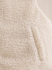 SHEIN Elladie kids 女童冬季新款加厚保暖內裡立領無袖背心，紋理布料，前拉鍊設計，杏色，簡約百搭時尚保暖背心，適合日常穿著 - 杏色 - 查看 9