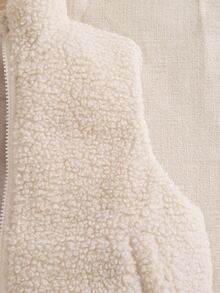 SHEIN Elladie kids 女童冬季新款加厚保暖內裡立領無袖背心，紋理布料，前拉鍊設計，杏色，簡約百搭時尚保暖背心，適合日常穿著 - 杏色 - 查看 13