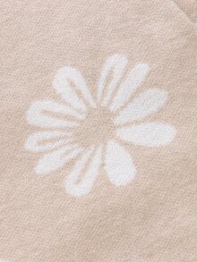SHEIN Newborn Soft Knit Romper With Daisy Jacquard Pattern, Light Khaki, Round Neck, Long Sleeve, Full Footed, Multi-Button Crotch For Easy Diaper Changes, Gentle Forest Style Baby Outfit, All-In-One Bodysuit For Baby Girls, Suitable For Full Moon, 100 Days, Photo Shoots, Spring/Autumn/Winter, Inner Layer Or Outer Wear, Versatile For Daily Wear, Family Gatherings, Travel And Vacation - Apricot - View 7