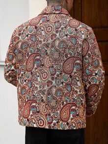 Manfinity CasualCool Men's Paisley Pattern Long Sleeve Single-Breasted Casual Street 80s Jacket Vacation Cruise Autumn - Light Yellow - View 2