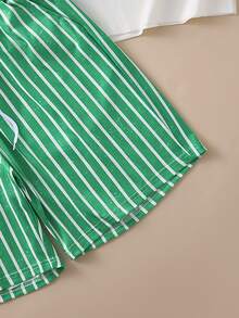 FROVYX Men's Lobster Print Short Sleeve T-Shirt And Striped Shorts Set, Suitable For Casual Daily Wear, Outdoor Vacation, Couple Matching - White - View 7