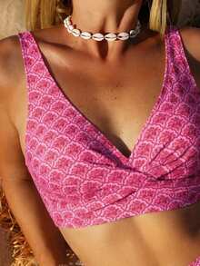 SHEIN Swim 2026春夏甜辣复古比基尼，性感小胸高端性感分体泳衣，完美海滩拍照及温泉度假海滩装扮，女士夏季泳装高腰比基尼套装，适合度假邮轮旅行海滩日光浴等场合。 - 彩色 - 查看 5