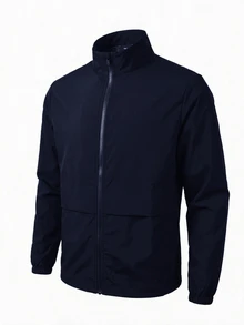 SHEIN Kids Tween Boy Versatile Solid Navy Blue Open Front Long Sleeve Utility Jacket, Suitable For Commuting, School, Daily Casual, Vacation, Travel, Sports, Autumn/Winter - Navy Blue - View 2