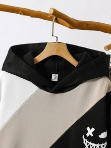 SHEIN 2件組青少年男孩英文字母圖案連帽衛衣與抽繩長褲，冬季返校穿搭 - 彩色 - 查看 4