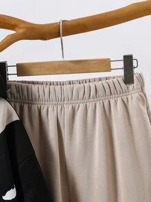 SHEIN 2件組青少年男孩英文字母圖案連帽衛衣與抽繩長褲，冬季返校穿搭 - 彩色 - 查看 5
