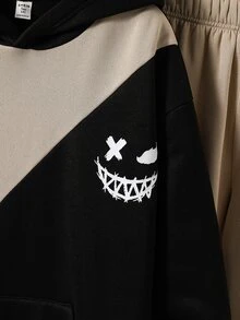 SHEIN 2件組青少年男孩英文字母圖案連帽衛衣與抽繩長褲，冬季返校穿搭 - 彩色 - 查看 7
