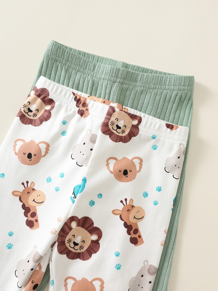 SHEIN Baby Boy Cartoon Dinosaur Pattern Knitted Soft Elastic Waist Long Pants 2pcs Pieces Set Versatile Comfortable - Multicolor - View 5