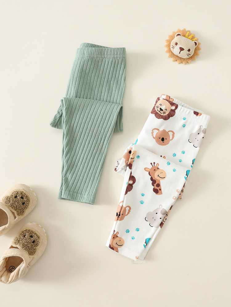 SHEIN Baby Boy Cartoon Dinosaur Pattern Knitted Soft Elastic Waist Long Pants 2pcs Pieces Set Versatile Comfortable - Multicolor - View 4