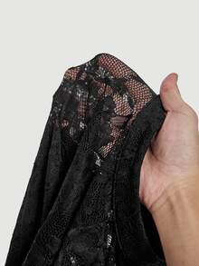 SHEIN MOD 女士黑色蕾丝拼布连衣裙 - 黑色 - 查看 7