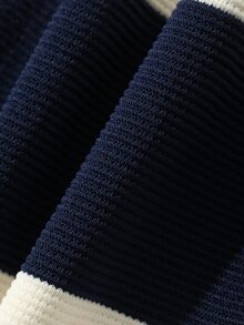 FRIFUL Women's Autumn Striped Sweatshirt Sweatshirt - Navy Blue - View 8