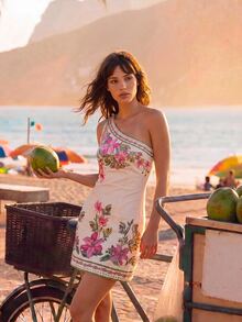 CAJUNI Tropical Vacation Floral Embroidery Mini Dress - Multicolor - View 6