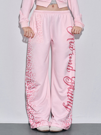 Y2K Athletic 2000s Pink Leopard Print Leopard Print Gradient Low Waist Casual Daily Women's Long Pants Holiday Panlakad Autumn