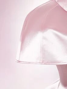 Amplova Solid Crop Cape & Satin Bodycon Dress - Pink - View 13