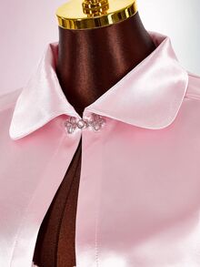 Amplova Solid Crop Cape & Satin Bodycon Dress - Pink - View 12