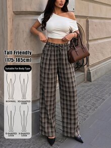 SHEIN Tall Women's Tall Plaid Bohemian Loose Wide-Leg Pants - Multicolor - View 1