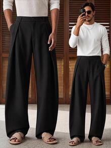 HIMLAND Men's Casual Streetwear Daily Button Pocket Long Pants For Travel And Outings Vacation Couple Black Autumn Vacation Couple - Black - View 1