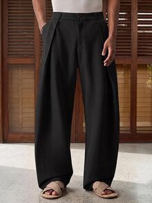 HIMLAND Men's Casual Streetwear Daily Button Pocket Long Pants For Travel And Outings Vacation Couple Black Autumn Vacation Couple - Black - View 7