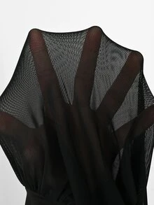 SHEIN Women's Elegant Bodycon Ruched Design Sexy Mesh Mini Dress - Black - View 4