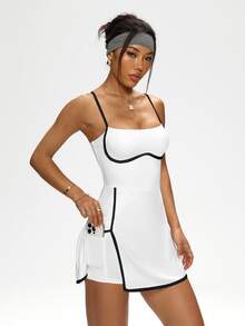 CourtClass CourtClass Women's Casual Outdoor Simple Contrast Color Strap Sports Dress - White - View 7