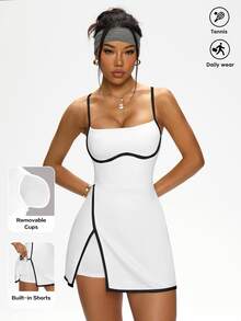 CourtClass CourtClass Women's Casual Outdoor Simple Contrast Color Strap Sports Dress - White - View 4
