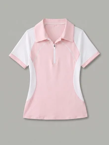 CourtClass CourtClass Women's Colorblock Casual Versatile Daily Wear Short Sleeve Polo Shirt - Multicolor - View 3