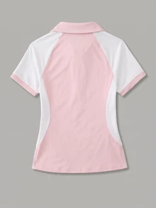 CourtClass CourtClass Women's Colorblock Casual Versatile Daily Wear Short Sleeve Polo Shirt - Multicolor - View 2