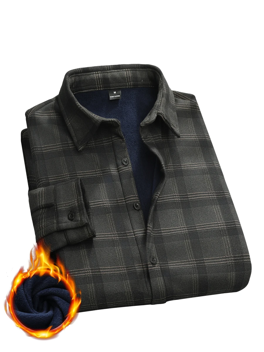 Manfinity CasualCool Men's Composite Pure Polyester Fabric Long Sleeve Shacket, Autumn/Winter - Multicolor - View 1