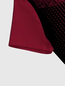 ROMWE Summer Grunge Punk Vintage Eye Print Colorblock 2 In 1 Asymmetrical Shoulder Loose Fit Women's T-Shirt - Red - View 3