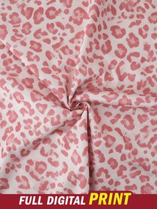 Tween Girls Delicate Pink Leopard Print Hooded Zip-Up Jacket, Suitable For Autumn/Winter, Personalized Pink Leopard Pattern Jacket, Simple Daily Casual Style, Back To School Essential, Comfortable And Easy To Wear, Family Outings, Simple Casual, Comfortable And Easy To Wear, Easy Sports, Basic Jacket, Daily Fashion - Multicolor - View 4