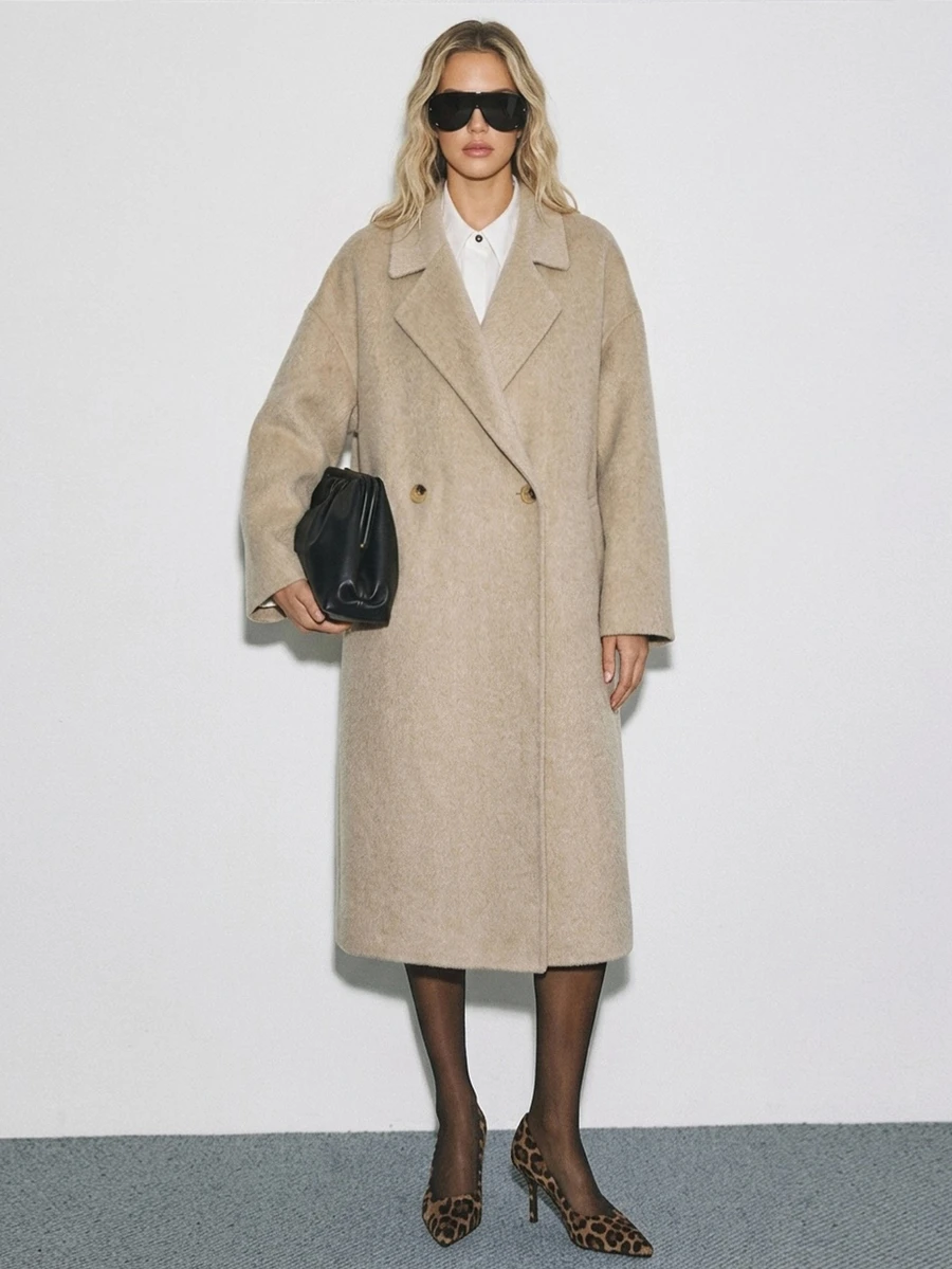 ATUI Studio Women's Vintage Street Style Button Lapel Pocket Coat - Beige - View 1