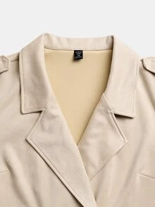 GlowEve CURVE Plus Size Elegant Commuter Women's Trench Coat - Apricot - View 4