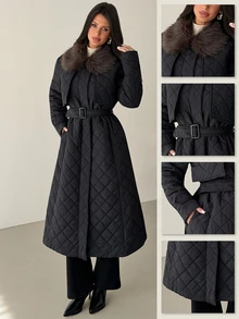 Firerie Women Winter Coats,Autumn,Winter Everyday Travel Black Elegant - Black - View 3