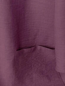 EMERY ROSE 2pcs Set Women's V-Neck Coconut Button Decor 3/4 Sleeve Top + Solid Color Straight Leg Pants, Casual Commuter Outfit - Purple - View 4