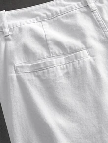 ROMWE MEN Street Life Men's Straight Leg Lace-Up Jeans - White - View 6