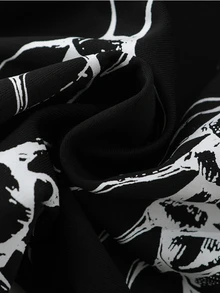 ROMWE MEN Goth Quần nỉ nam phối màu in họa tiết, cạp dây rút - màu đen - Xem 4