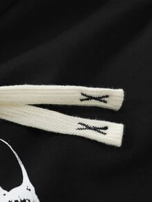 ROMWE MEN Goth Quần nỉ nam phối màu in họa tiết, cạp dây rút - màu đen - Xem 6