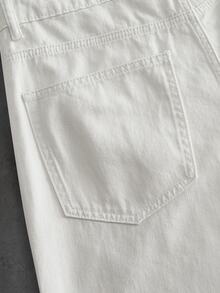 ROMWE MEN Men's Loose Fit Denim Jeans With Skull Print And Pockets - Black and White - View 6