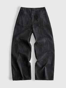 ROMWE MEN Men's Plaid Patchwork Loose Fit Jeans - Multicolor - View 2