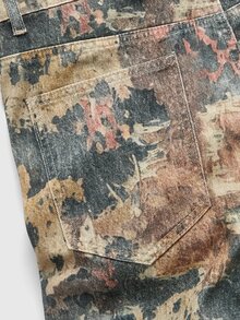 ROMWE MEN Men's All-Over Print Layered Bell Bottom Jeans - Multicolor - View 5