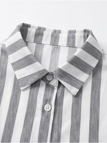 Holdful Holdful Women's Casual Commute Striped Shirt Office Brunch Grey Fall - Multicolor - View 7