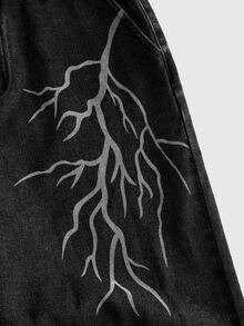 ROMWE MEN Street Life Men's Casual Versatile Daily Wear Denim Jeans With Pockets And Buttons - Black - View 4