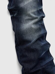 ROMWE MEN Men's Washed Distressed Layered Flare Jeans - Dark Wash - View 6