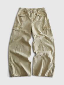 ROMWE MEN Men's Button Casual Versatile Daily Travel Jeans - Brown - View 3